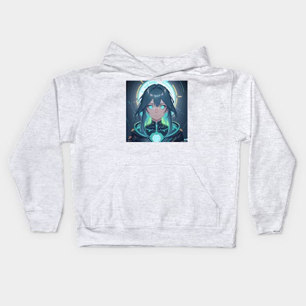 Cyberpunk Female Astronaut Kids Hoodie by Spaceboyishere